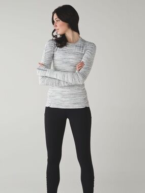 Lululemon Runderful Long Sleeve Shirt | Space Dye Camo White Silver Spoon | 6